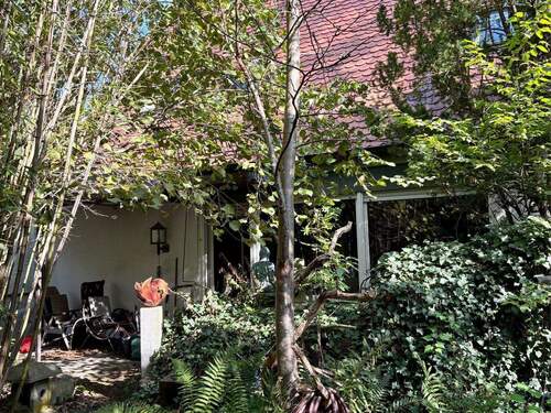 Blick vom Garten auf die Terrasse - 