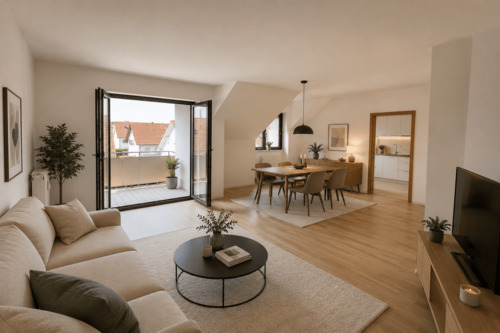 Wohnzimmer mit KI - 2 Zimmer Etagenwohnung in Gundelfingen an der Donau