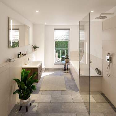 Visualisierung des modernen Badezimmers - 2 Zimmer Etagenwohnung in Oberschleißheim