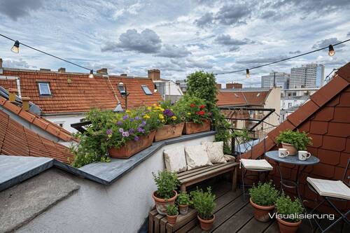 Dachterrasse (Visualisierung) - Prenzlauer Berg: charmante Dachgeschosswohnung mit Dachterrasse