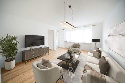 Visualisierung-Wohnzimmer mit Zugang zum Balkon - 3 Zimmer Etagenwohnung in Würzburg