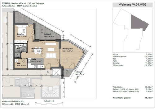 W 7 - Etagenwohnung mit 75,10 m² in Eppstein zum Kaufen