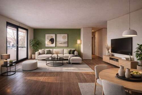 Wohnzimmer Gestaltungsvorschlag - Etagenwohnung mit 89,80 m&sup2; in Schwabach zum Kaufen