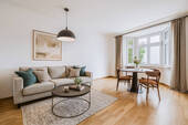 Wohnzimmer gestaged - 3 Zimmer Etagenwohnung zum Kaufen in Stuttgart / Stuttgart-West
