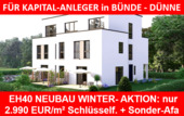 1A Neubau Invest - IN BÜNDEWestf.: EH40 NEUBAU. WINTER- AKTION nur 2.990 EUR m² Schlüsselfertig. 5% SONDER-Afa. 3 Reihenhäuser