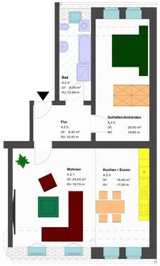 Grundriss - 7207.08 - DGR.jpg - ERSTBEZUG nach Sanierung - große 2-Raum Dachgeschosswohnung mit offener Küche