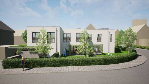 Ansicht von Süd-Osten - Reihenmittelhaus mit zusätzlicher Frühstücksterrasse in Nürnberg Zerzabelshof