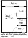 Grundriss - Etagenwohnung mit 34,40 m² in Halle (Saale) zur Miete