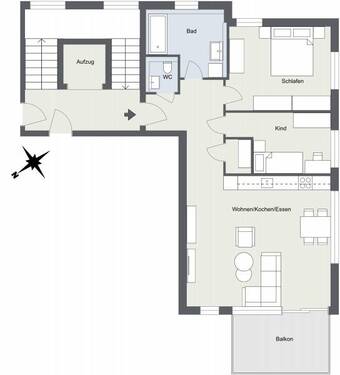 Alte Owinger Str. 13, 88662 Überlingen - Etage 1 - 2D Floor Plan(1) - 3 Zimmer Etagenwohnung in Überlingen