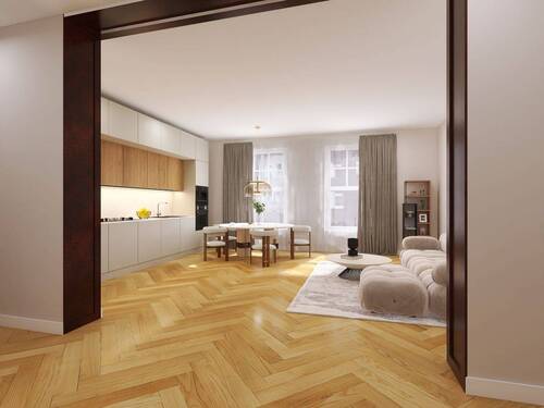 Beispiel Wohnbereich - Altbaucharme trifft moderne Neubau 2-Zimmer-Wohnung im Ludenberger Ensemble