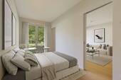 Schlafzimmer gestaged - 2 Zimmer Terrassenwohnung zum Kaufen in Hamburg