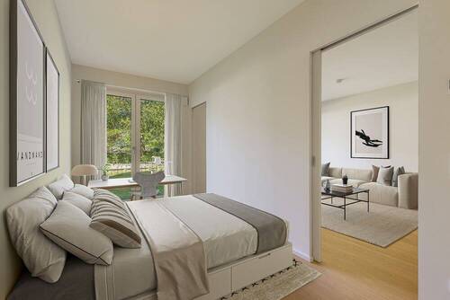 Schlafzimmer gestaged - 2 Zimmer Terrassenwohnung zum Kaufen in Hamburg