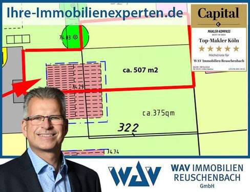 Grundstück - Merten: Baugrundstück für Doppelhaushälfte mit großem Garten
