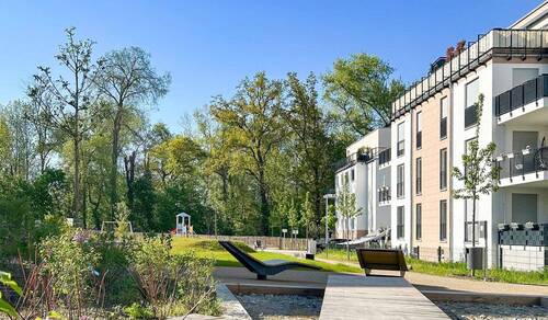 Blick ins Neubauquartier - Wohnung mit Garten und Terrasse
