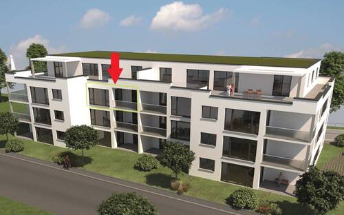 Lage im Haus - 4 Zimmer Neubauwohnung im 2. OG mit Balkon