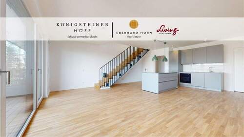 Wohn und Essbereich - Moderne Eleganz auf zwei Ebenen helle 3-Zimmer-Maisonettewohnung mit Burgblick