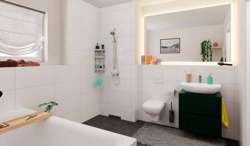 Modernes Tageslichtbad mit bodengleicher Dusche un - 