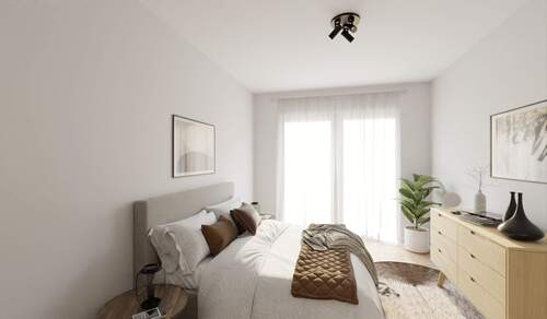 Helles und komfortables Schlafzimmer mit direktem Zugang zum Balkon - Stilvolle Wohnung mit sonnigem Balkon