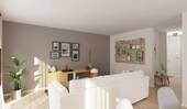 Lichtdurchfluteter Wohnbereich dank bodentiefer Fenster - 