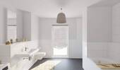 Tageslichtbad mit bodengleicher Dusche und Badewan - 2 Zimmer Etagenwohnung in Zossen