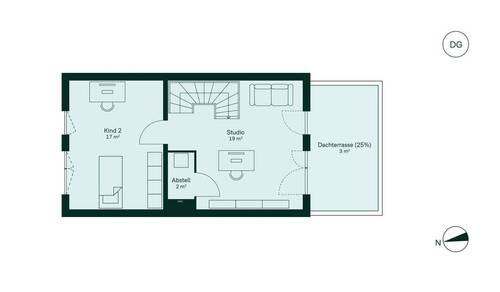 Ausgebautes Dachstudio mit angrenzender Dachterras - 