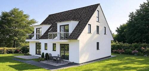 Ansicht Terrassenseite - Baustart demnächst: Dachgeschosswohnung in attraktivem Wohnhaus mit 4 Wohneinheiten