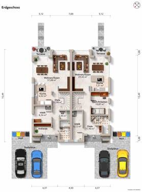 Doppelhaus_Erdgeschoss_möbliert - Doppelhaushälfte mit 154,30 m&sup2; in Rostock zum Kaufen
