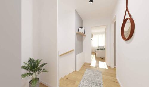 Der breite Flur bietet genügend Platz für Pflanzen - 