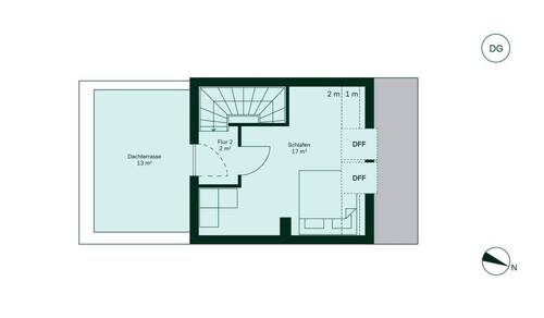 Großzügiges Schlafzimmer mit angrenzender Dachterr - 