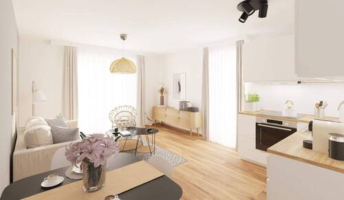 Heller Wohnbereich dank bodentiefer Fenster - Willkommen in Ihrer bezugsfertigen Wohnung