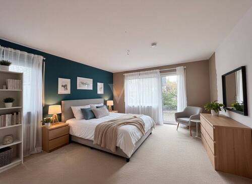 Schlafzimmer mit KI möbliert - 