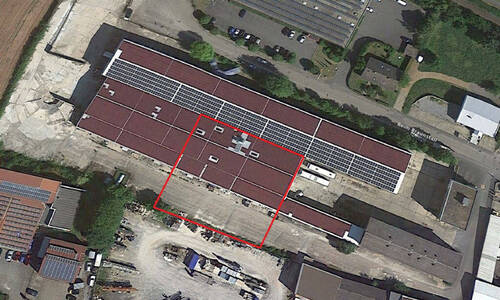 Luftaufnahme - Großflächiger Lagerraum im Gewerbegebiet Braunstall zu vermieten!