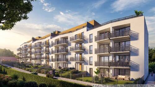 Außenansicht - Neubau auf hohem Niveau - Bad m. Fenster, Abstellkammer, Südterrasse, Garten etc.