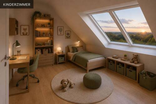 Kinderzimmer_Visualisierung - 3 Zimmer Etagenwohnung zum Kaufen in Aystetten