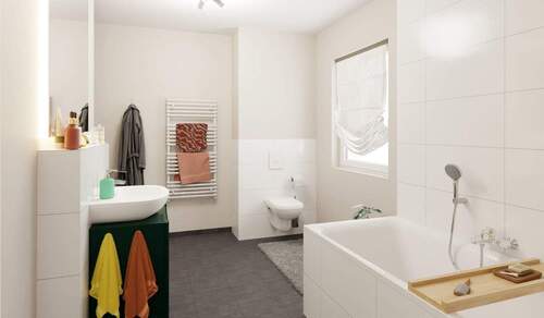 Modernes Tageslichtbad mit Dusche und Badewanne - 