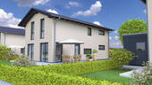Bahnhofstraße 8a_Bad Emstal_Rendering Gartenseite_20240321(1).jpg - NEUBAU EFH Bad Emstal - Sand - 378.500,00&nbsp;EUR Kaufpreis, ca.&nbsp; 125,50&nbsp;m&sup2;&nbsp;Wohnfl&auml;che