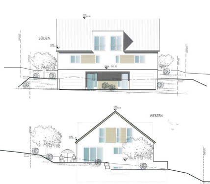 Ansicht Süden DHH - Grundstück in Weißbach zum Kaufen