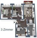 3D Grundriss 3 Zimmer - 