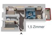 3D Grundriss 1,5 Zimmer - 
