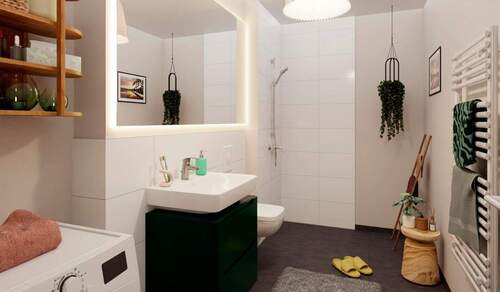 Ein modern gefliestes Badezimmer - 2 Zimmer Etagenwohnung zum Kaufen in Hasloh