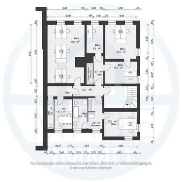 Grundriss - Moderne Bürofläche in ruhiger Lage zu vermieten