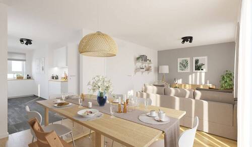 Visualisierung des Wohnzimmers im Doppelhaus - 4 Zimmer Doppelhaushälfte in Großpösna