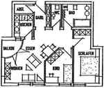 Grundriss - 3 Zimmer Etagenwohnung zur Miete in Eisenach ST Stedtfeld