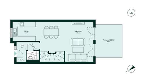Geräumiges Erdgeschoss mit viel Platz und angrenze - 