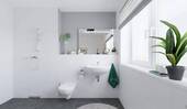 Modernes Tageslichtbad mit bodengleicher Dusche - 