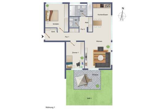 Wohnung 1 - 3 Zimmer Etagenwohnung in Gärtringen