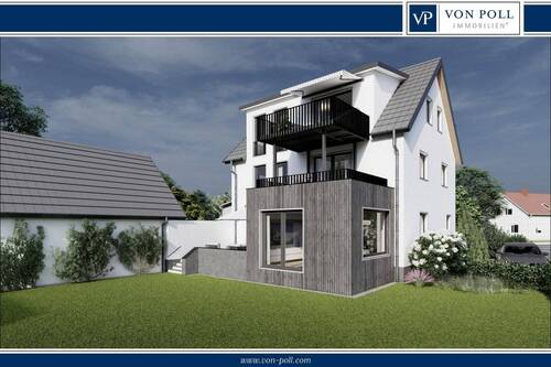 Gartenansicht Südseite - *reserviert*KfW-Konditionen jetzt! Und 45.000,- € sparen! 2-Zi-Dachgeschoss-Whg inkl. EBKBalkonPKW-Stellplatz!