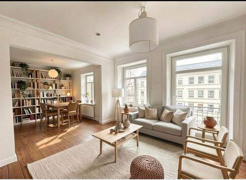 Wohnzimmer - WOHNBEISPIEL VirtualStaging - Etagenwohnung in Hamburg zum Kaufen