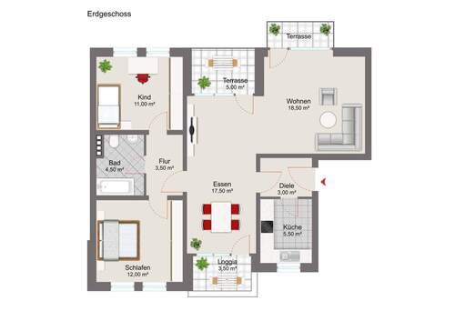 Erdgeschoss mit Mustermöblierung - 