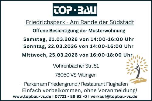 2 Offene Besichtigung KW13 - Friedrichspark Haus A5: Praktisch geschnittene Wohnung mit sonniger West-Terrasse und kleinem Garten